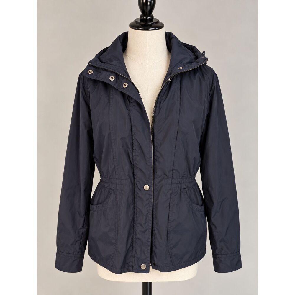 Coldwater Creek Hooded Jacket Sz M Black Lightweight Vented Pockets